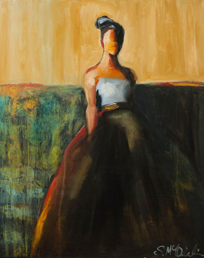 abstract figurative, oil painting, long dress, elegant, beauty, contemporary artwork, woman, 