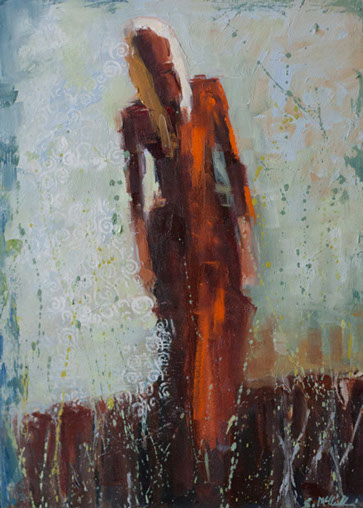 abstract figurative painting, contemporary artwork, shelby mcquilkin, art for sale, original artwork, woman, paint splatter, 