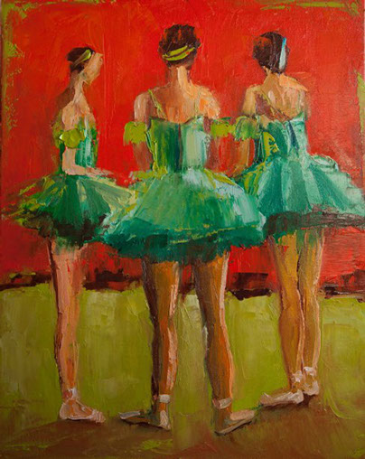 ballet dancers, impresstionism, red, oil painting, performing arts, red, contemporary artwork, representation artwork,,