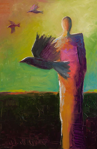 abstract figurative painting, contemporary artwork, shelby mcquilkin, fly, birds, flight, original artwork, artwork for sale, spiritual artwork